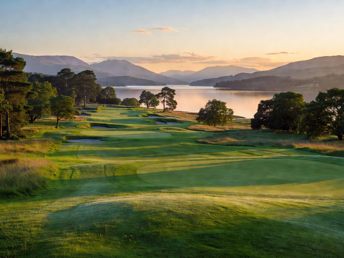 Scenic view of Loch Lomond Golf Club in Dunbartonshire Scotland